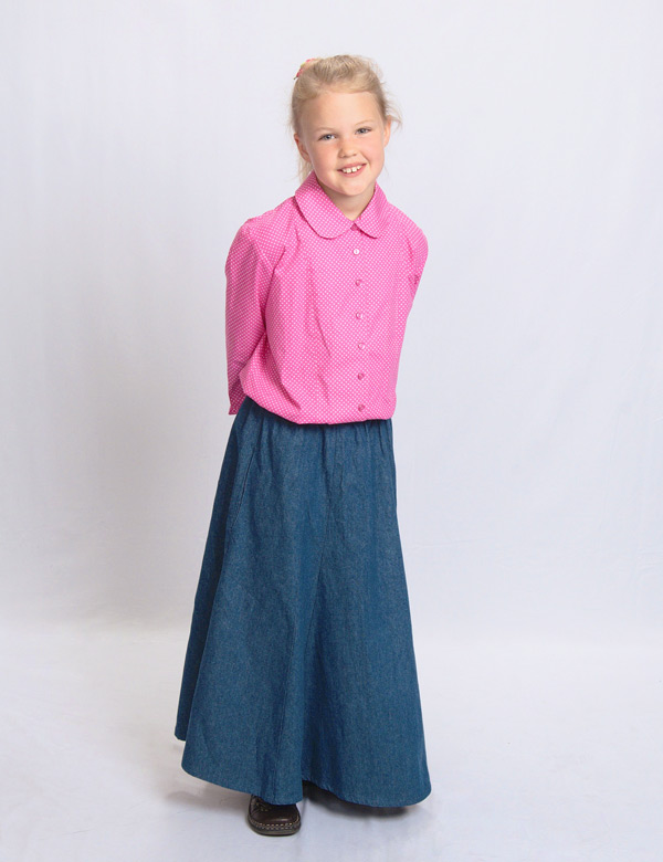 girls long denim skirt