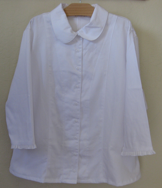 White Twill Modest Blouse